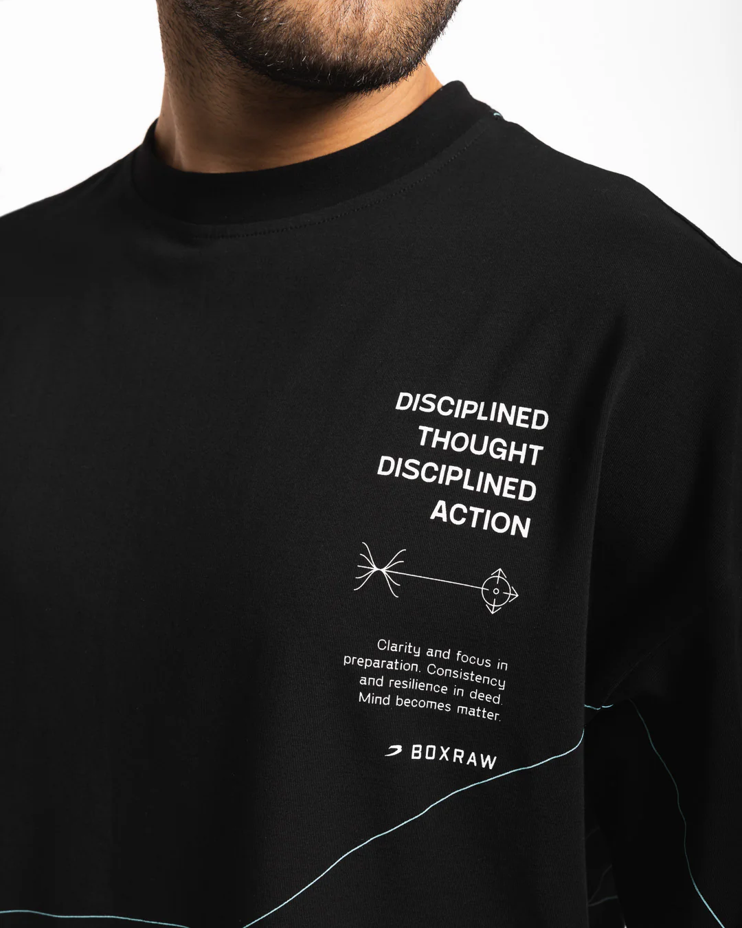 Disciplined Thought/Action Oversized T-Shirt - Black - Image 7