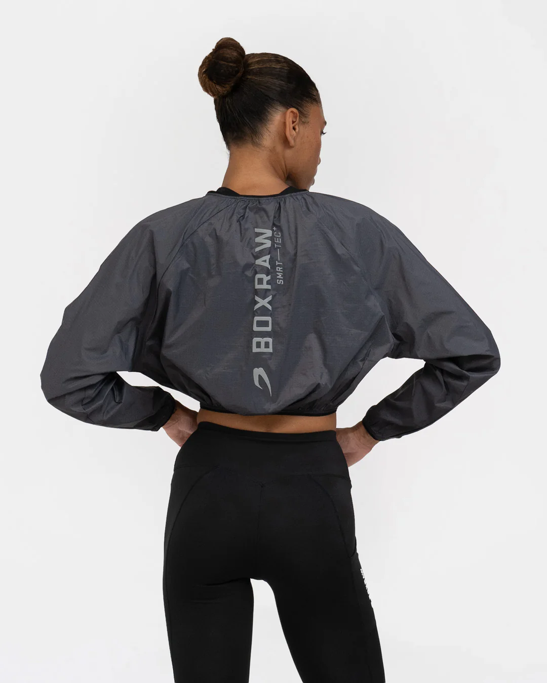 Genaro Cropped Windbreaker Crew - Charcoal - Image 3