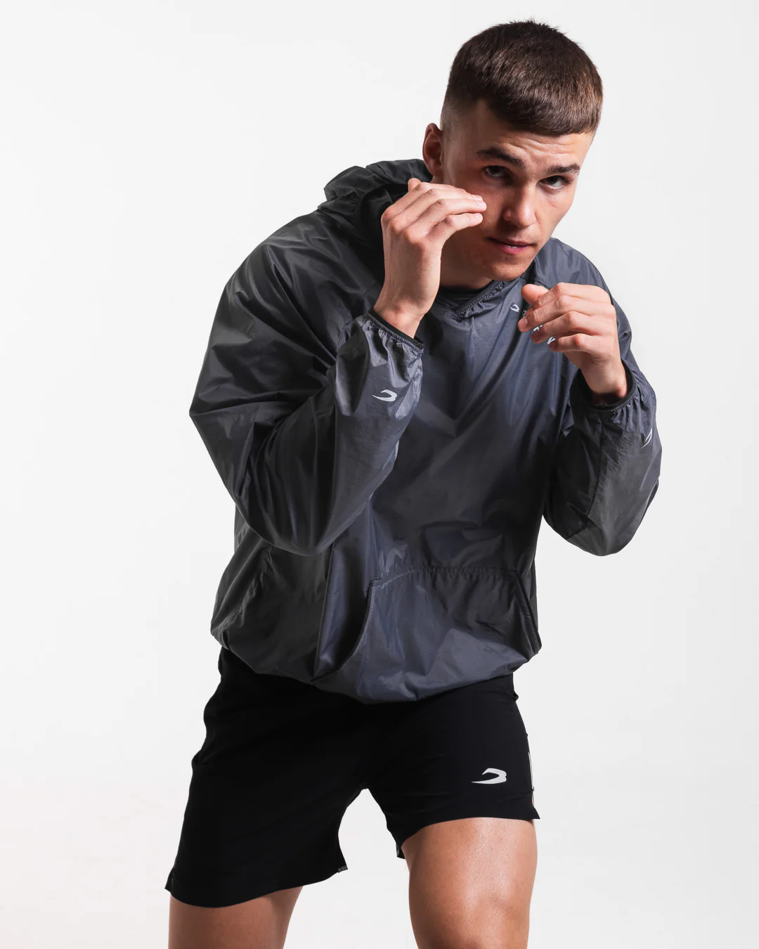 Genaro Oversized Windbreaker Hoodie - Charcoal - Image 5