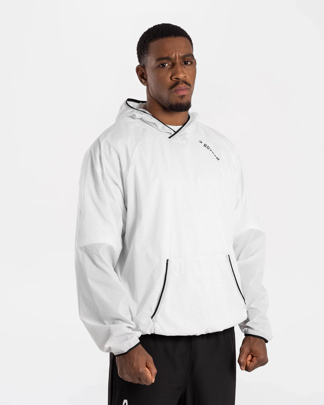 Genaro Oversized Windbreaker Hoodie - White - Image 5