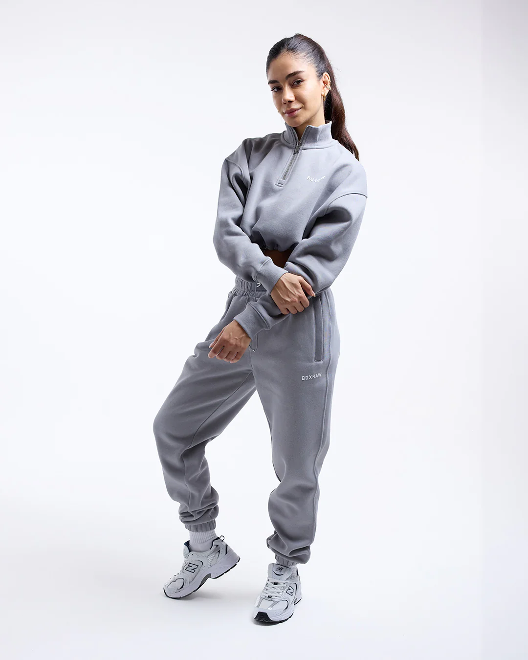 Johnson Cropped 1/4 Zip - Grey - Image 2