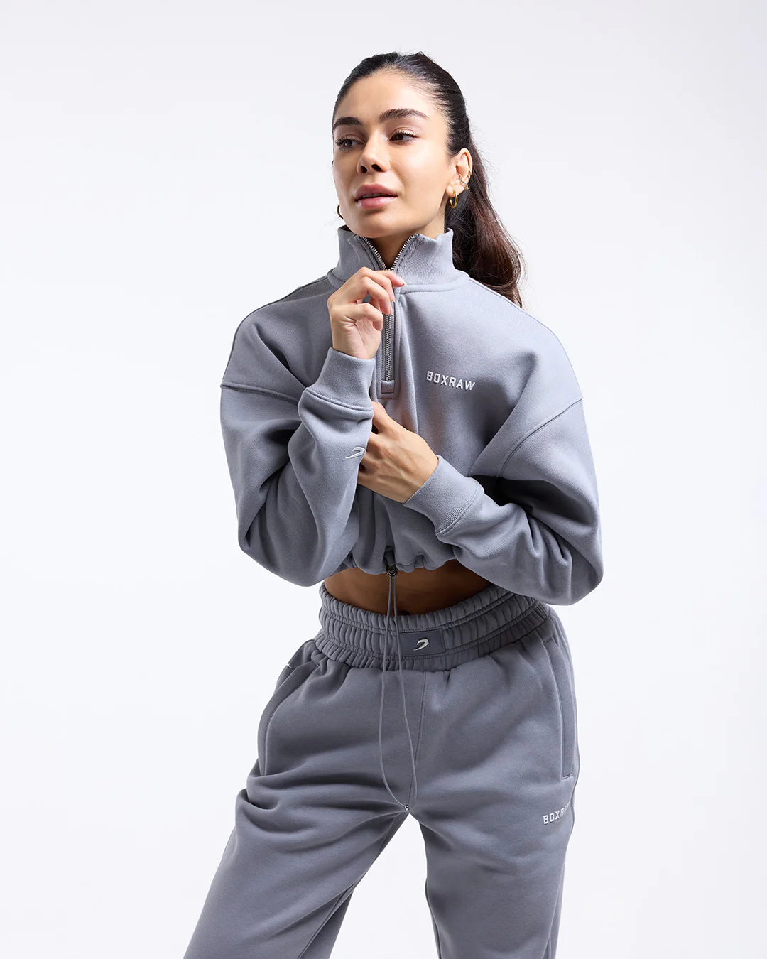 Johnson Cropped 1/4 Zip - Grey - Image 3