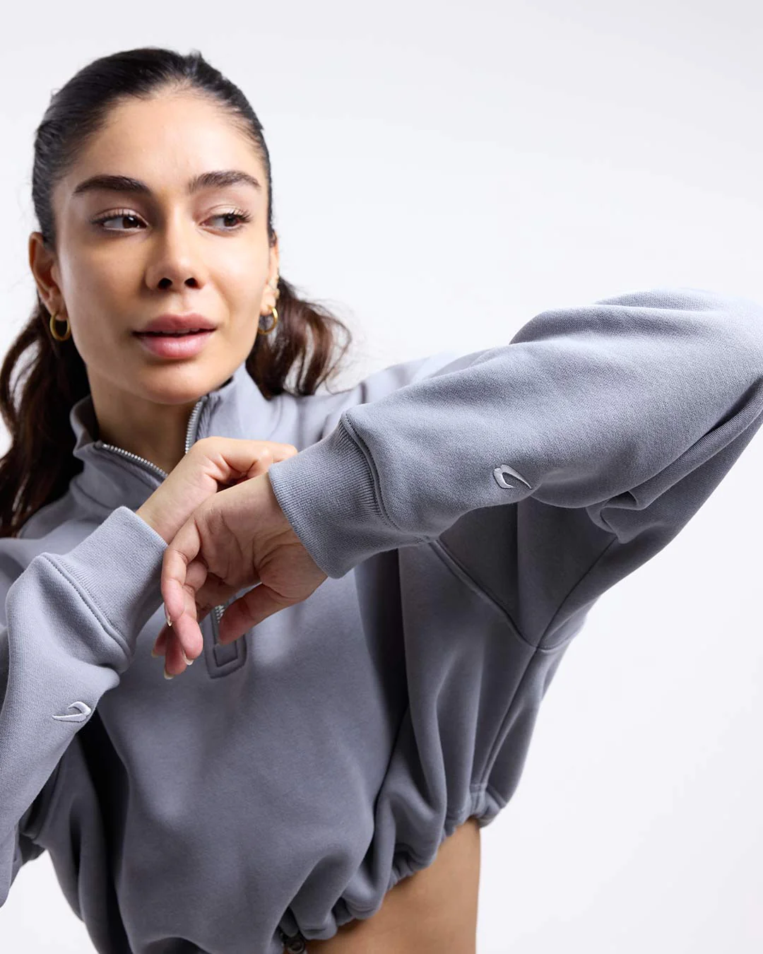 Johnson Cropped 1/4 Zip - Grey - Image 9