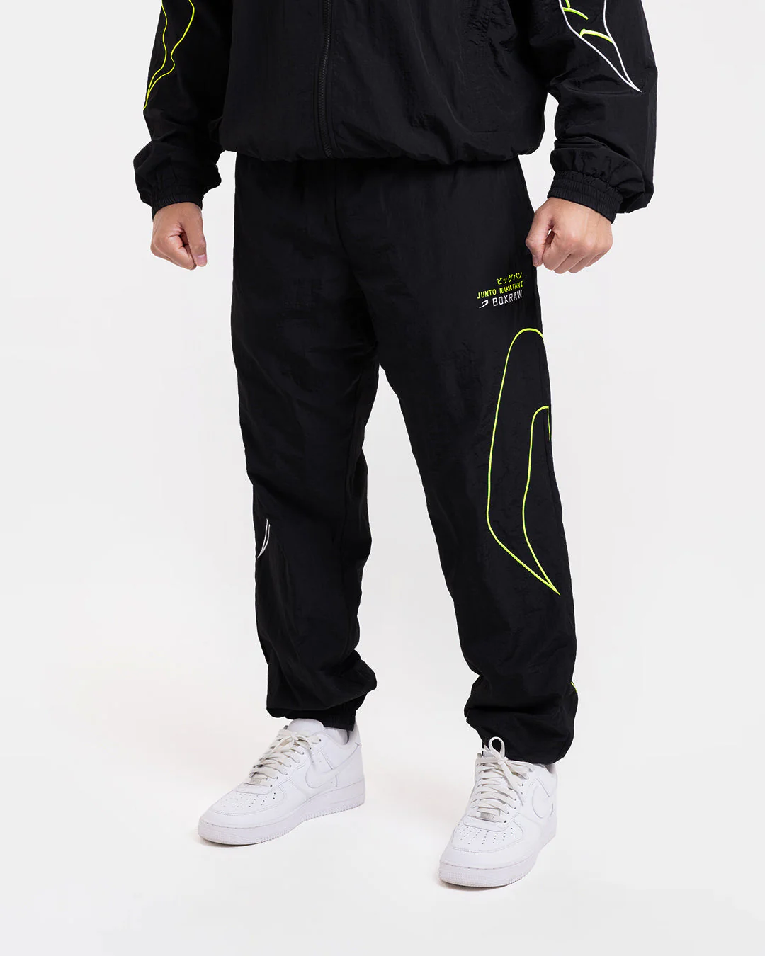 Nakatani x BOXRAW Track Bottoms - Black/Yellow - Image 4