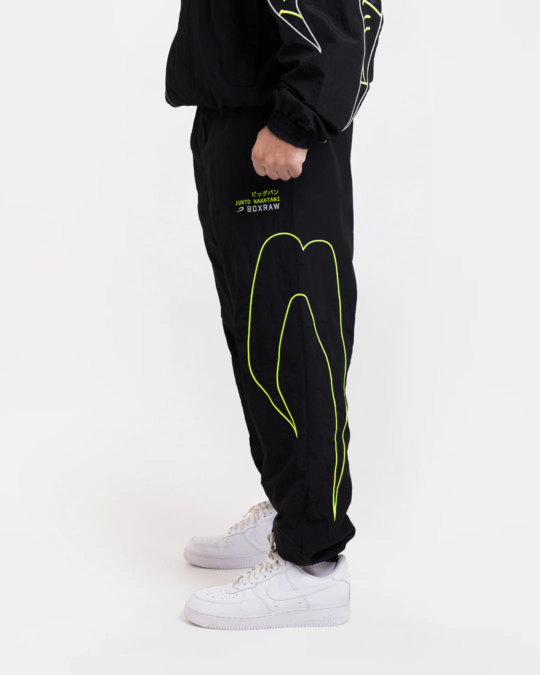 Nakatani x BOXRAW Track Bottoms - Black/Yellow - Image 5