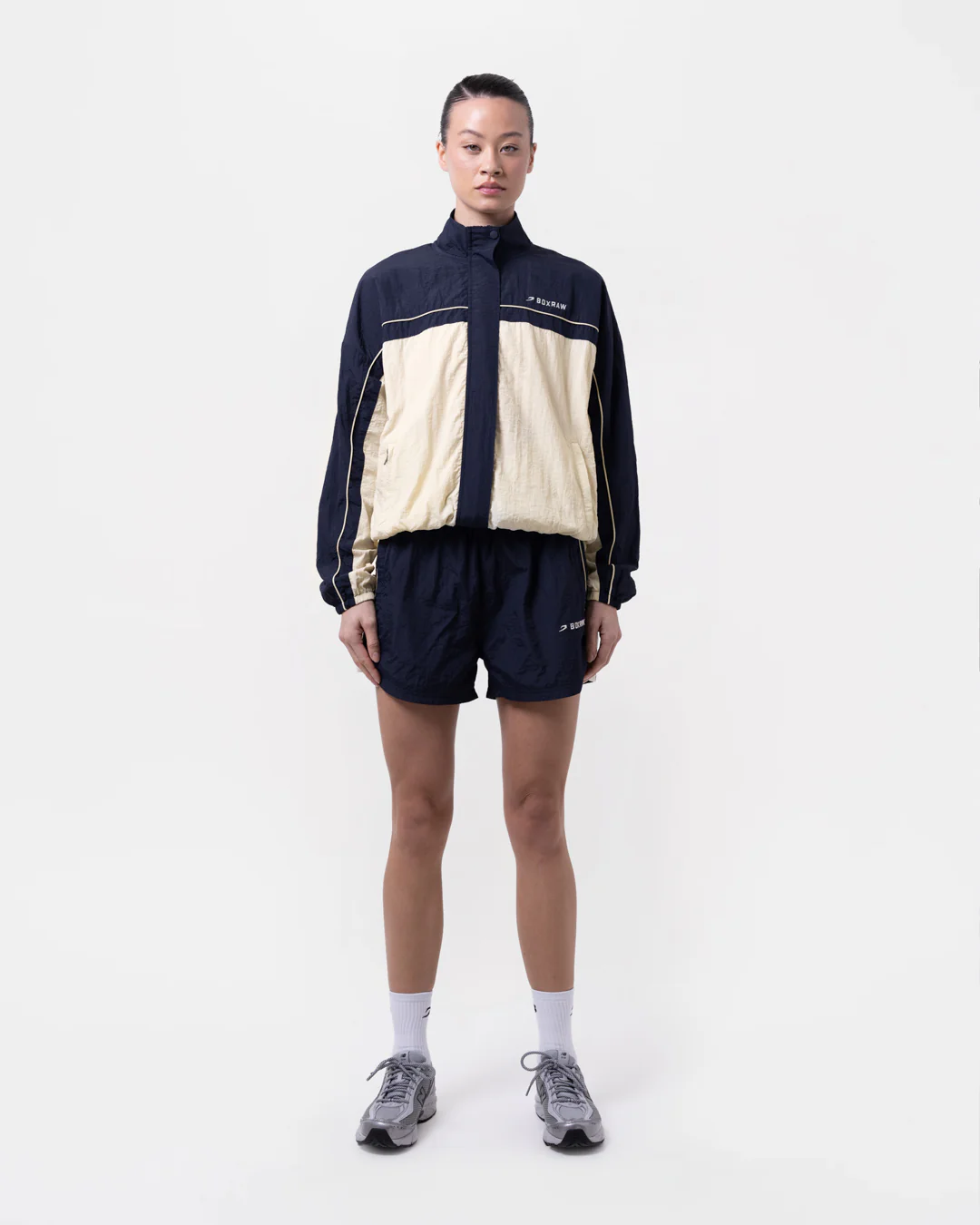 Nell Track Shorts - Navy/Cream - Image 2