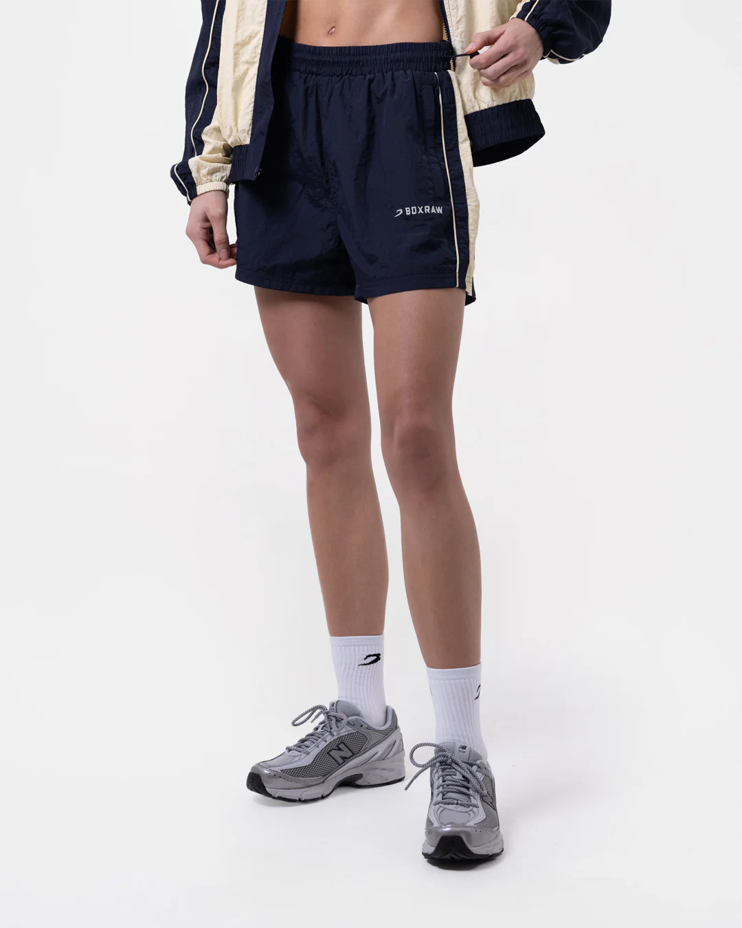 Nell Track Shorts - Navy/Cream - Image 3