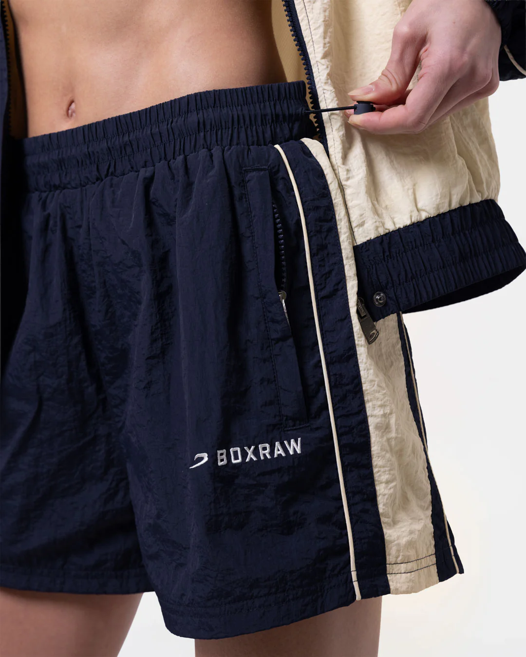 Nell Track Shorts - Navy/Cream - Image 5