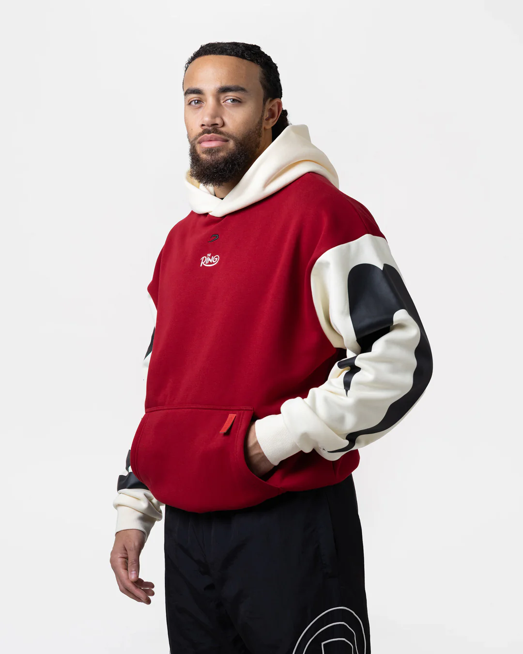 Ring x BOXRAW Oversized Hoodie - Red/Beige - Image 4