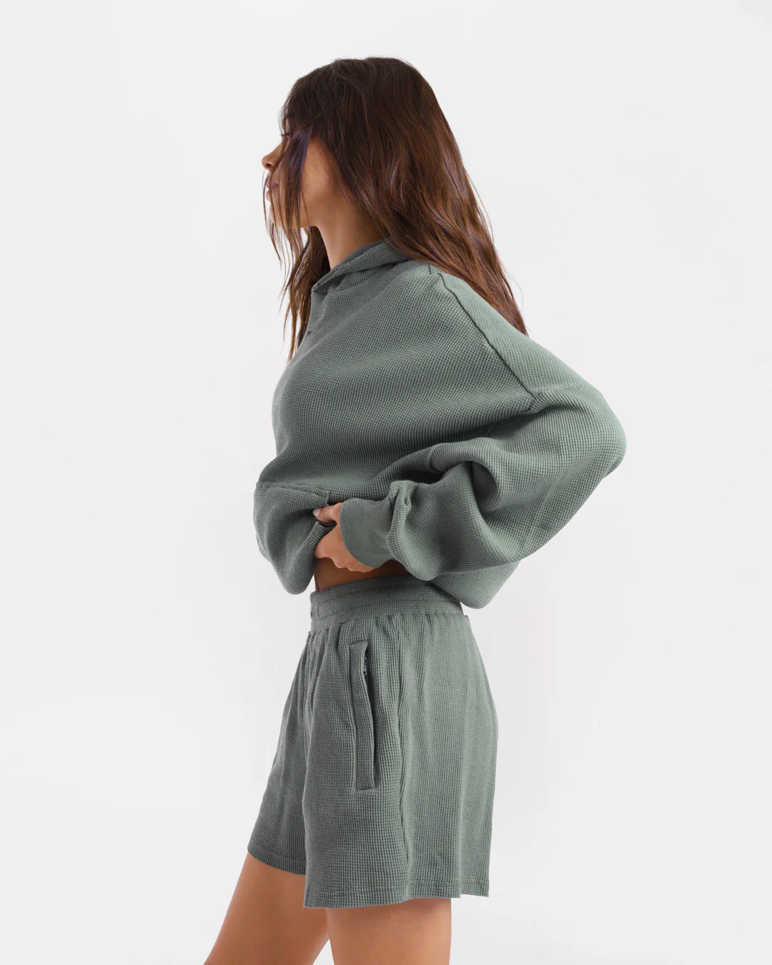 Shirley Waffle Hoodie - Green - Image 6