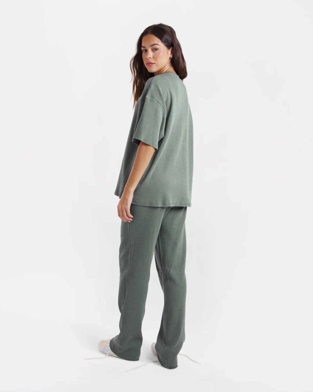 Shirley Waffle Oversized T-Shirt - Green - Image 4