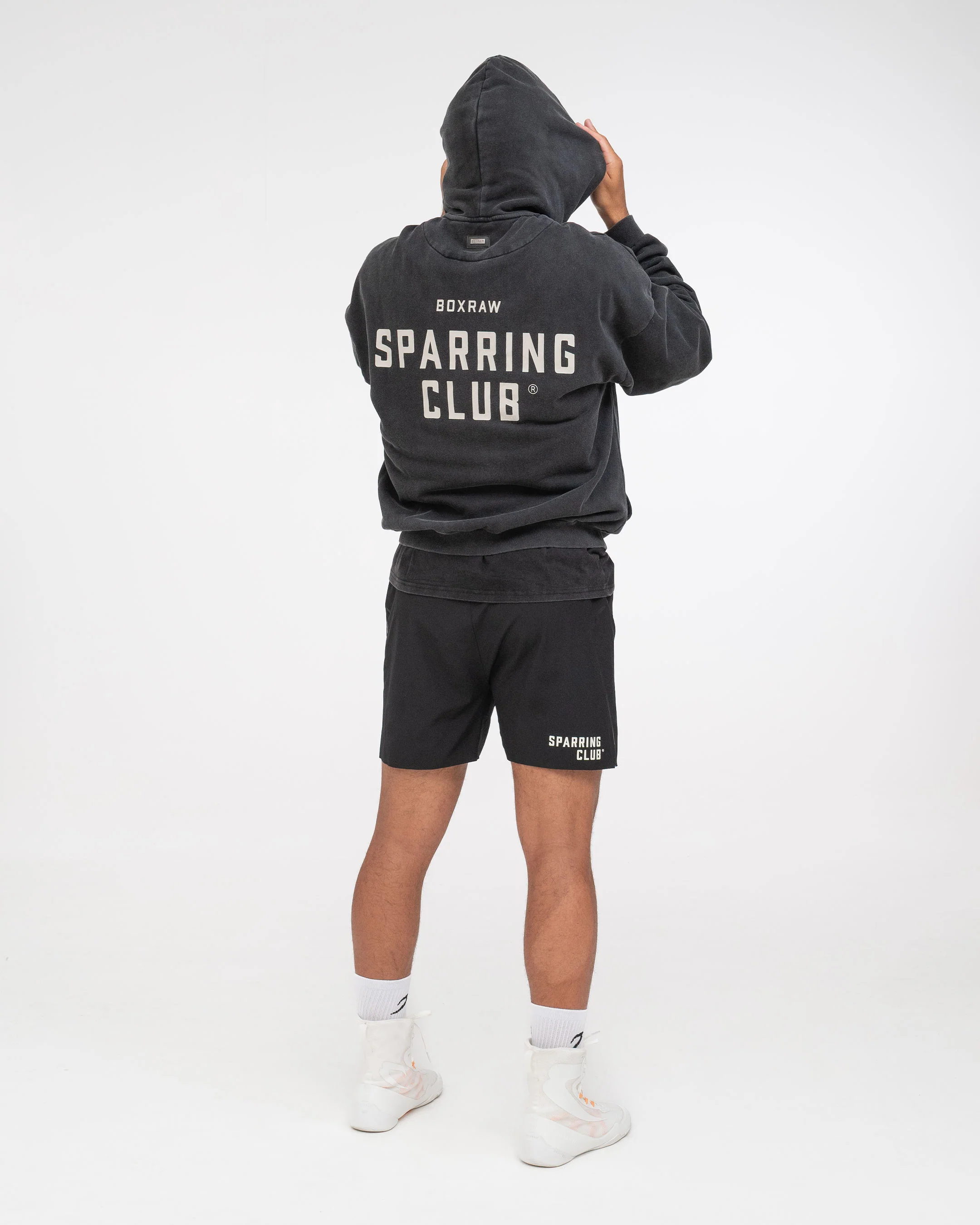 Sparring Club Oversized Zip Up Hoodie - Washed Black - Image 2