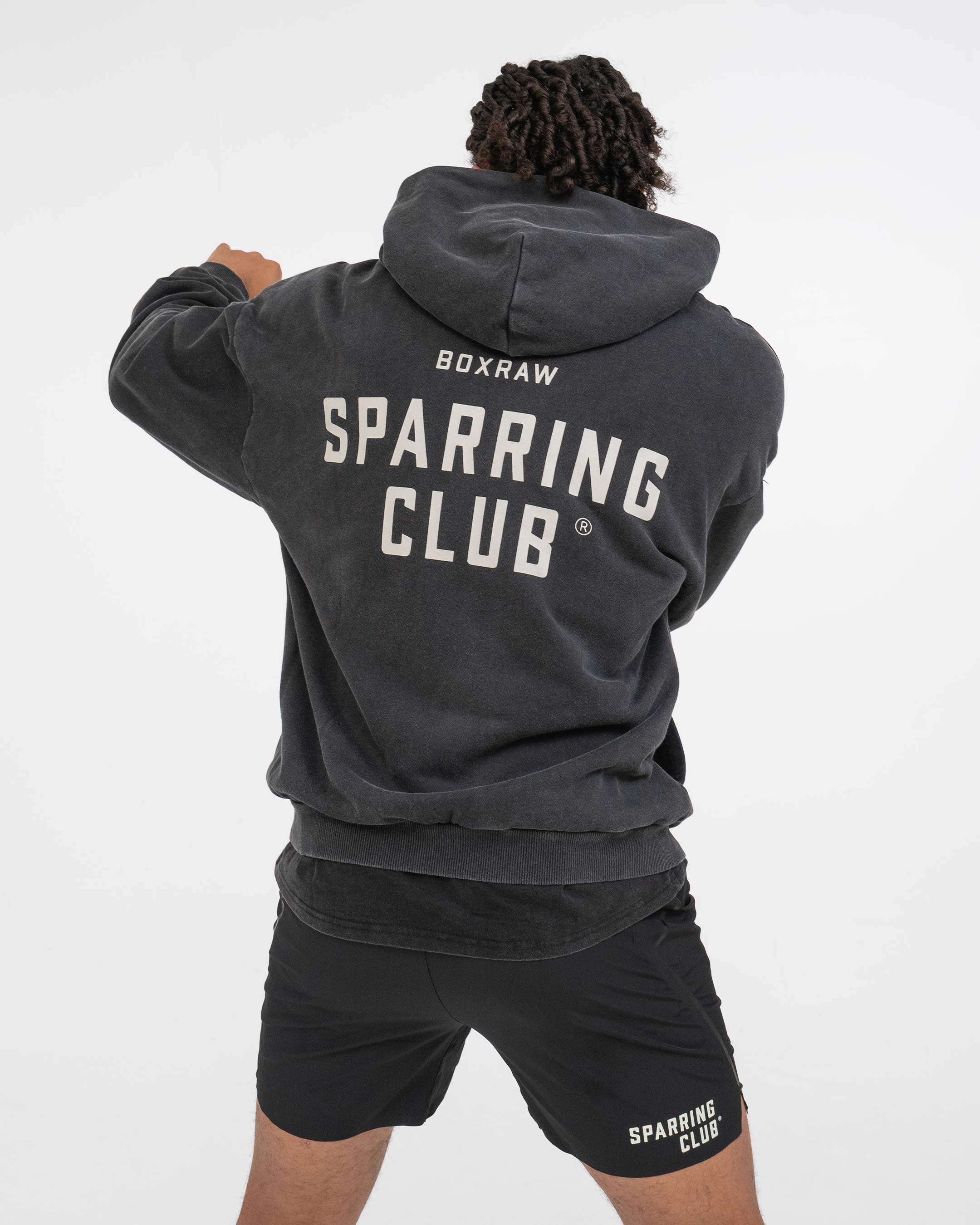 Sparring Club Oversized Zip Up Hoodie - Washed Black - Image 4