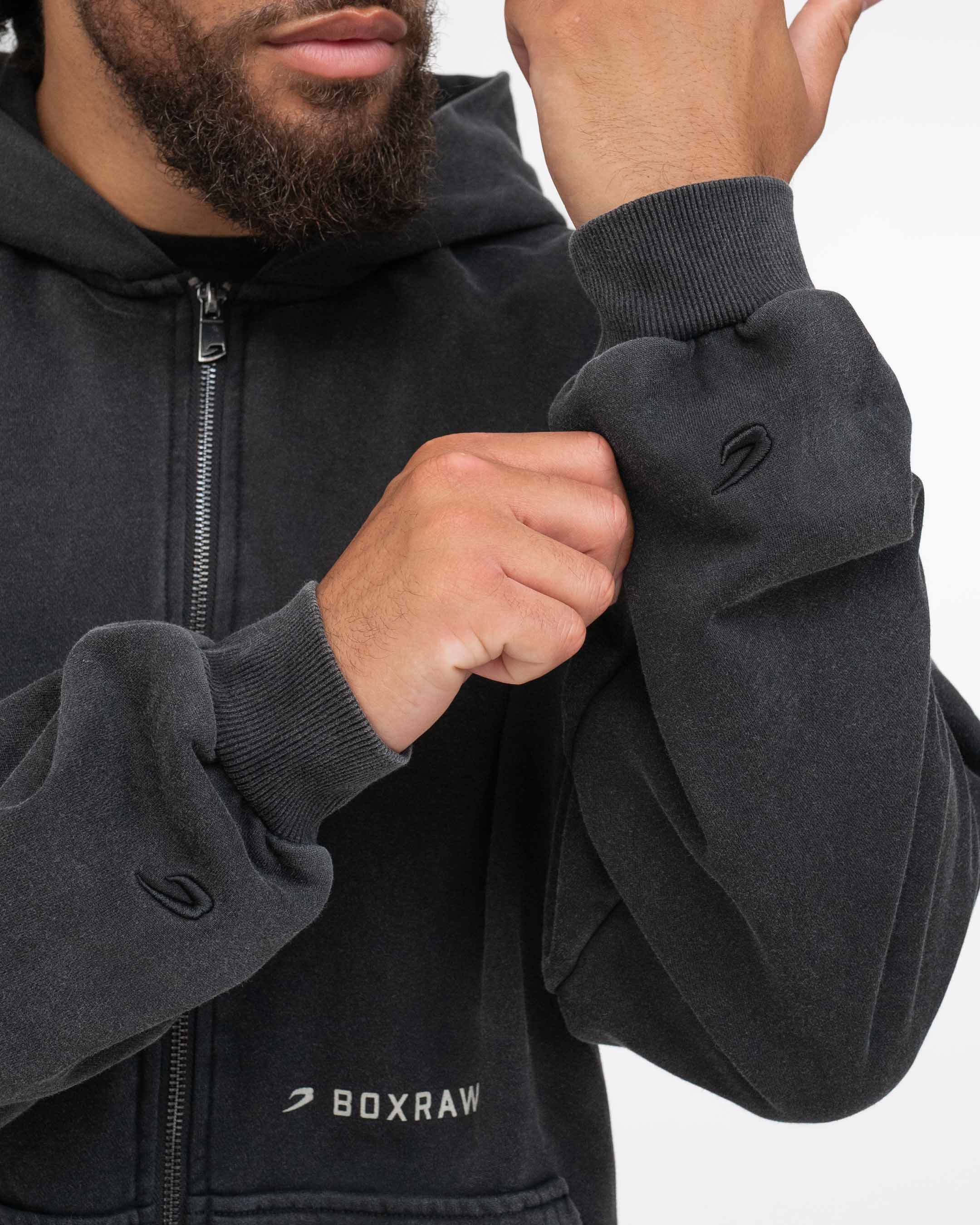 Sparring Club Oversized Zip Up Hoodie - Washed Black - Image 9