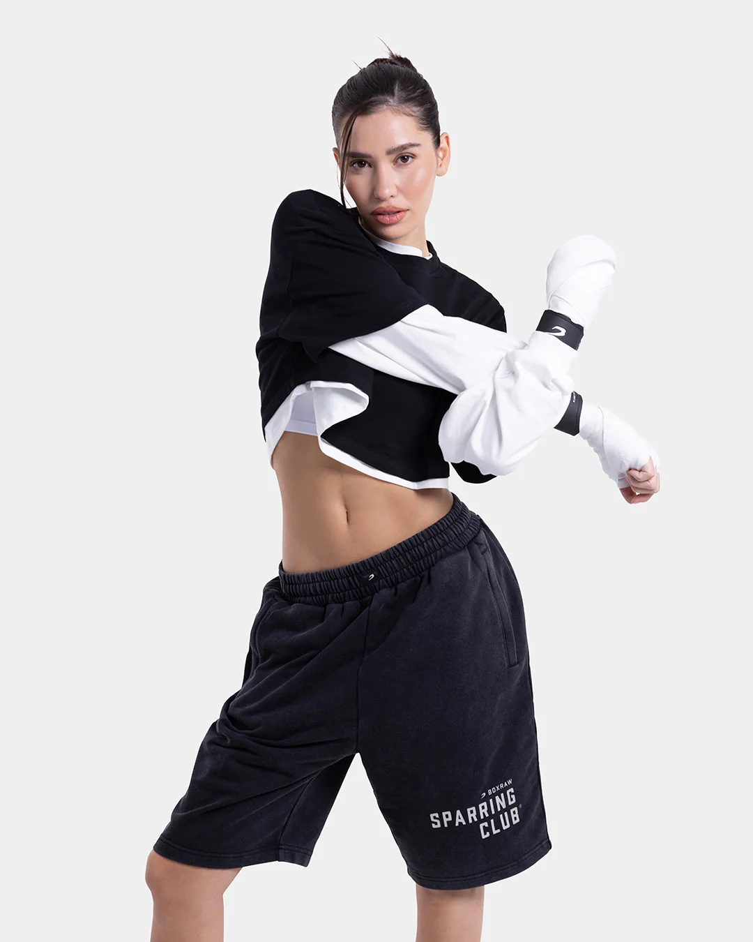 Strike Oversized Cropped Long Sleeve T-Shirt - White - Image 11