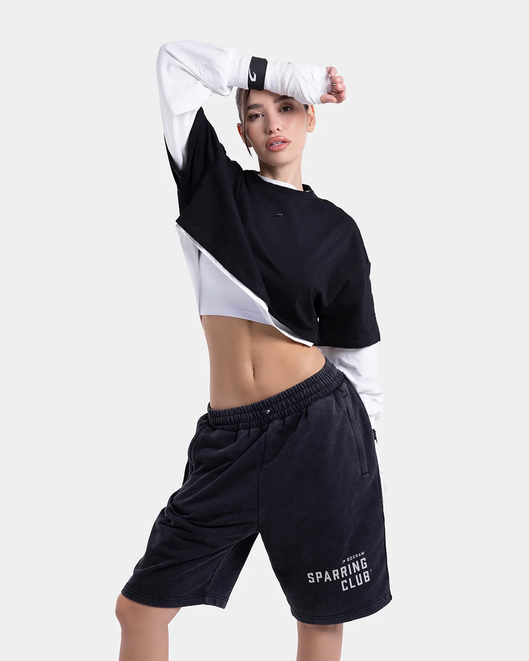 Strike Oversized Cropped Long Sleeve T-Shirt - White - Image 9
