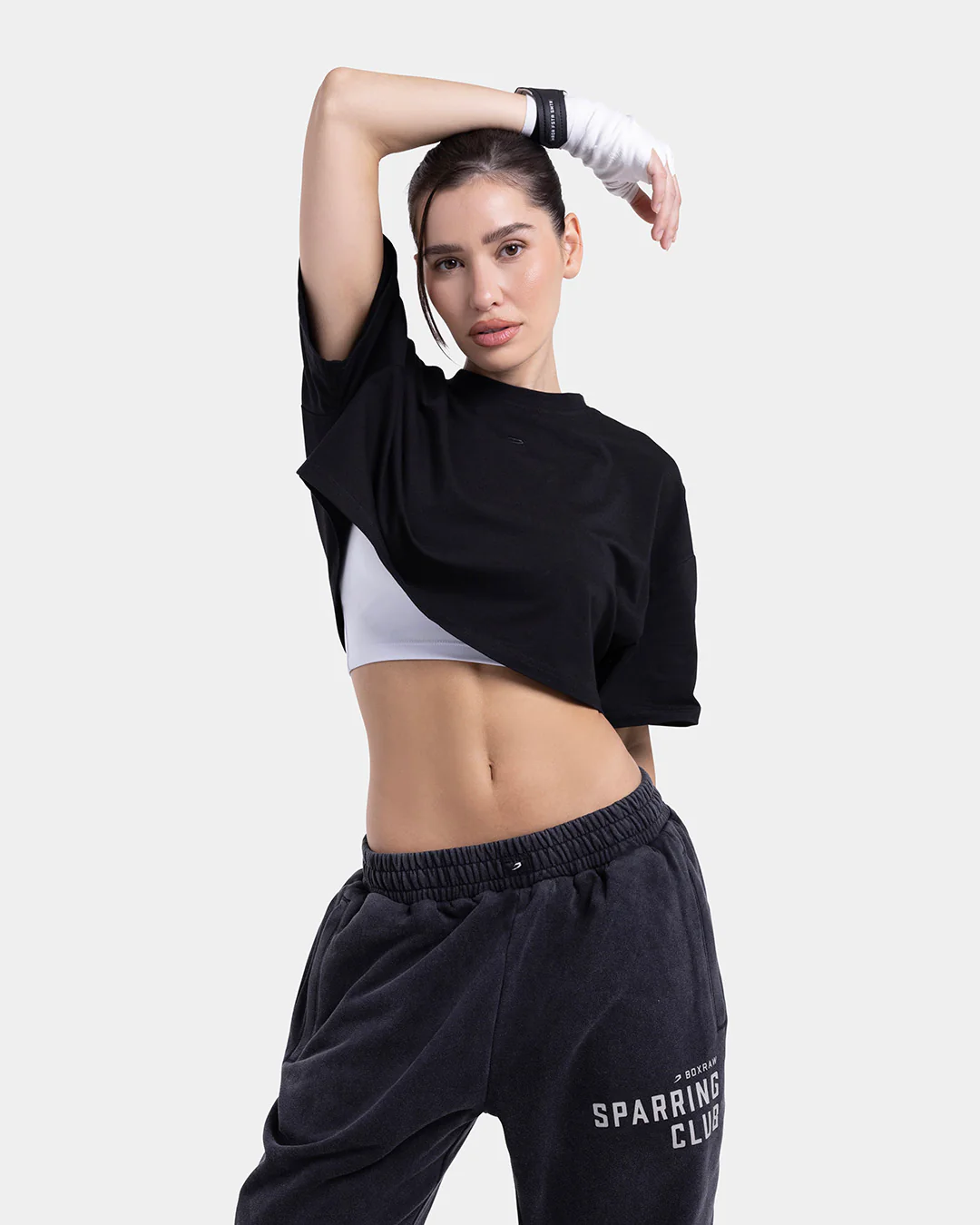 Strike Oversized Cropped T-Shirt - Black - Image 2