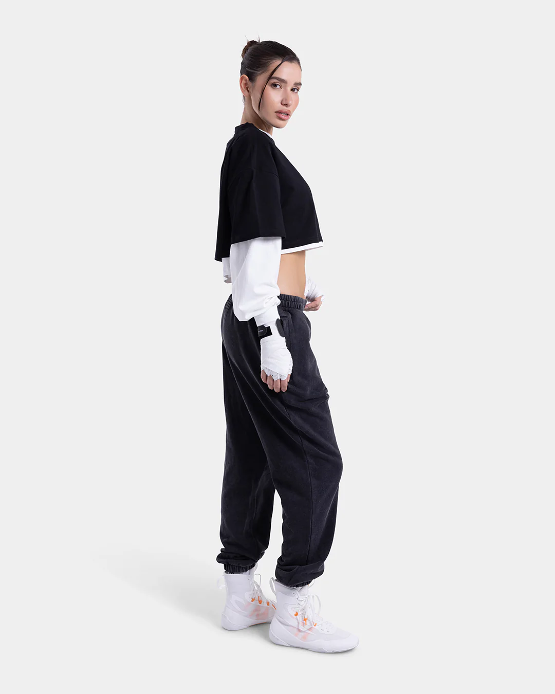 Strike Oversized Cropped T-Shirt - Black - Image 5