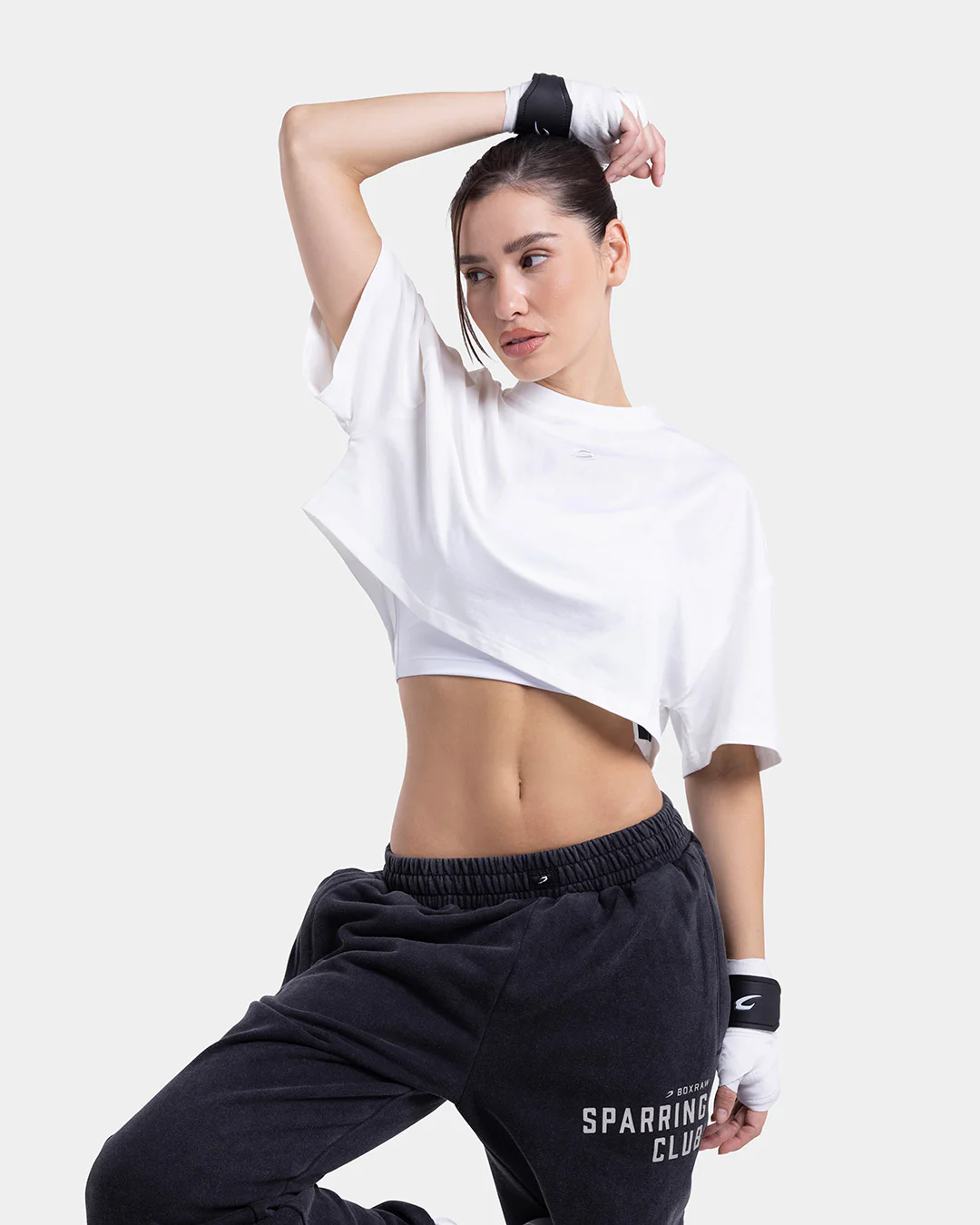 Strike Oversized Cropped T-Shirt - White - Image 10
