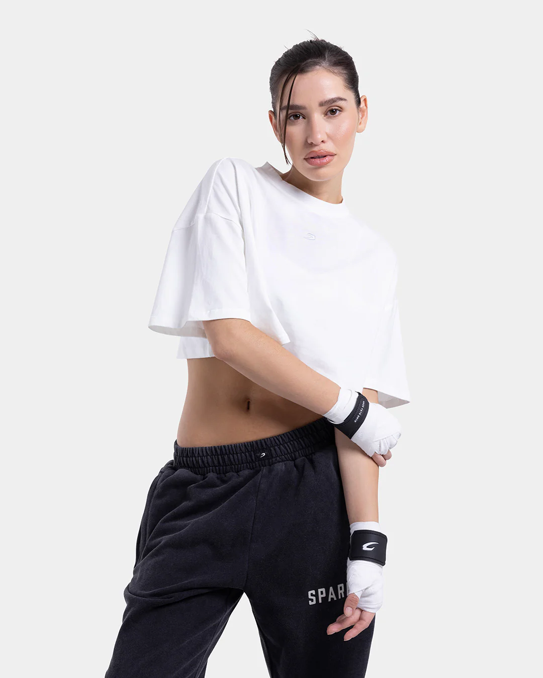 Strike Oversized Cropped T-Shirt - White - Image 4