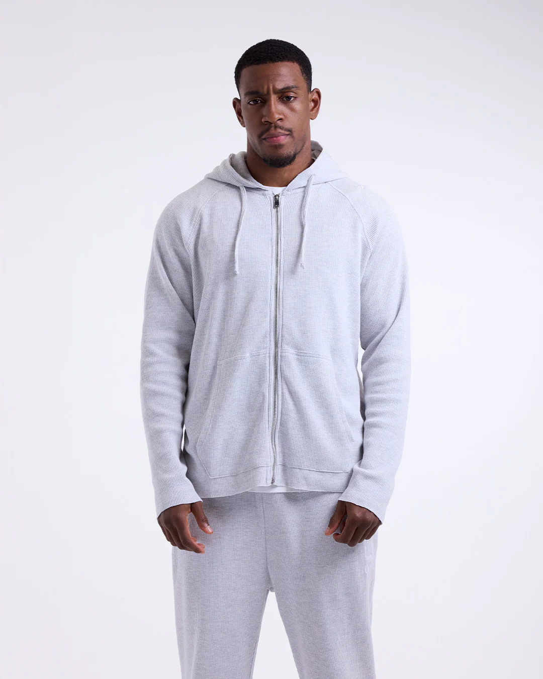 Tunero Waffle Zip Hoodie - Grey - Image 4