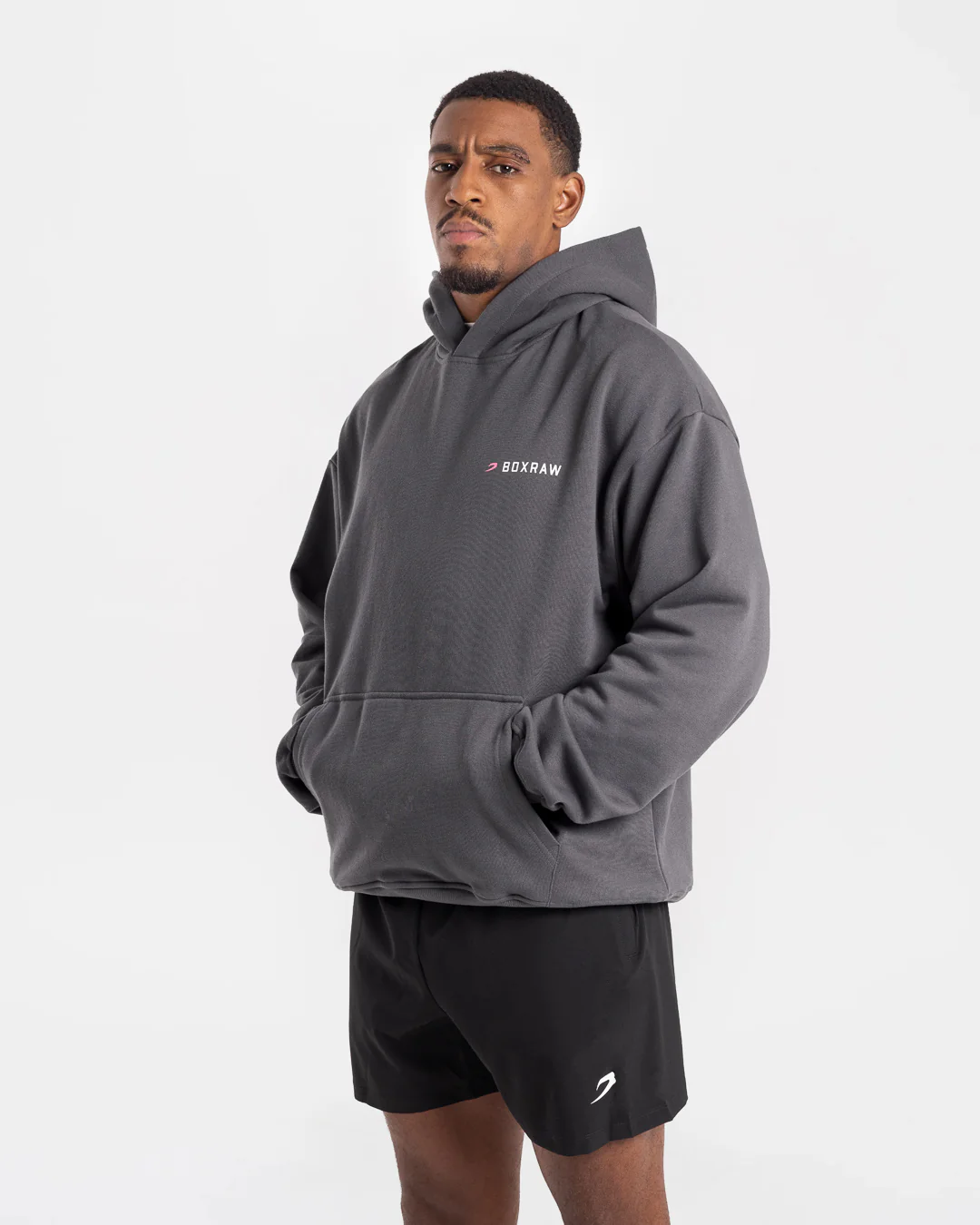 We Don't Play Boxing Oversized Hoodie - Grey/Pink - Image 3