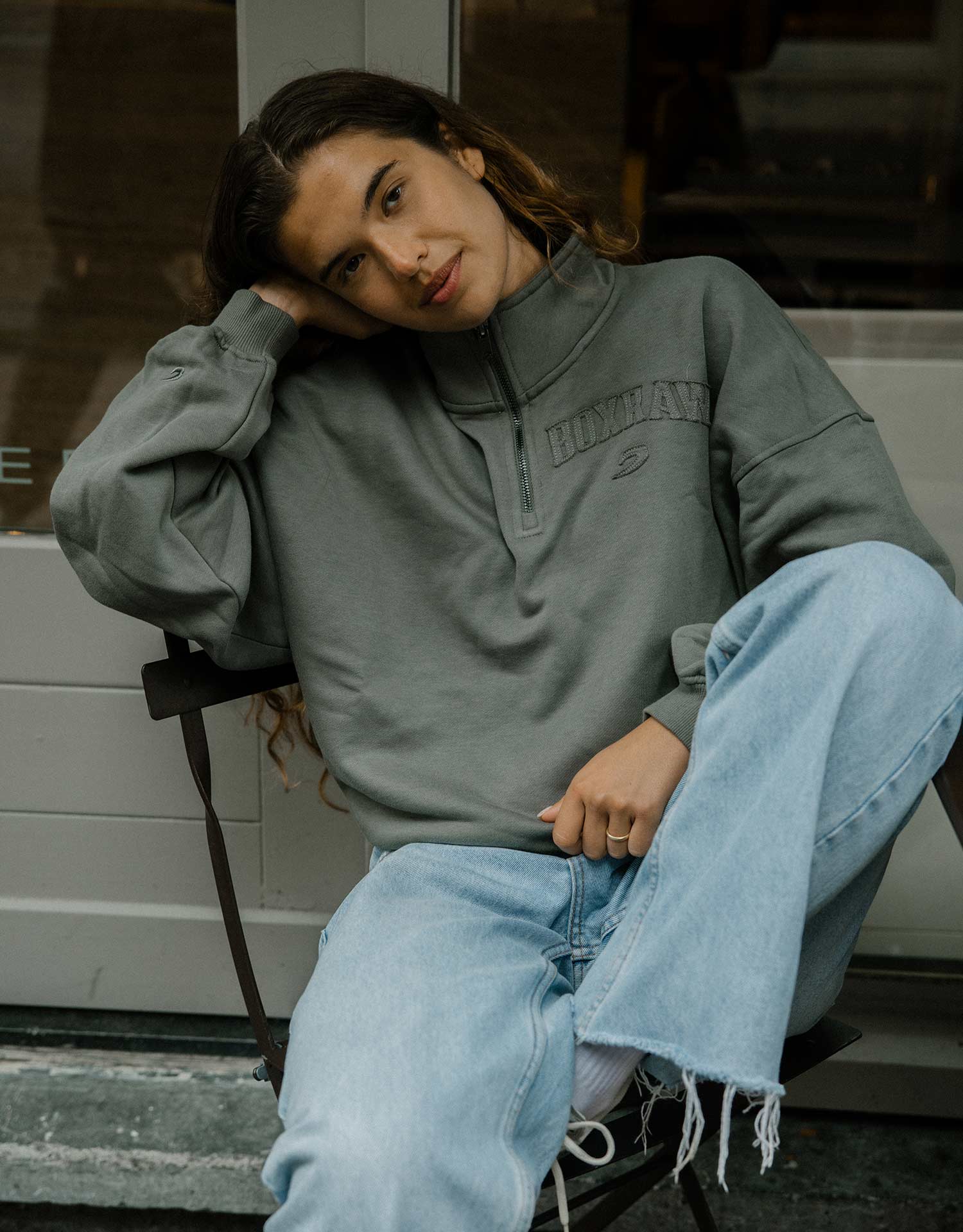East Street 1/4 Zip - Distressed Grey - Image 3