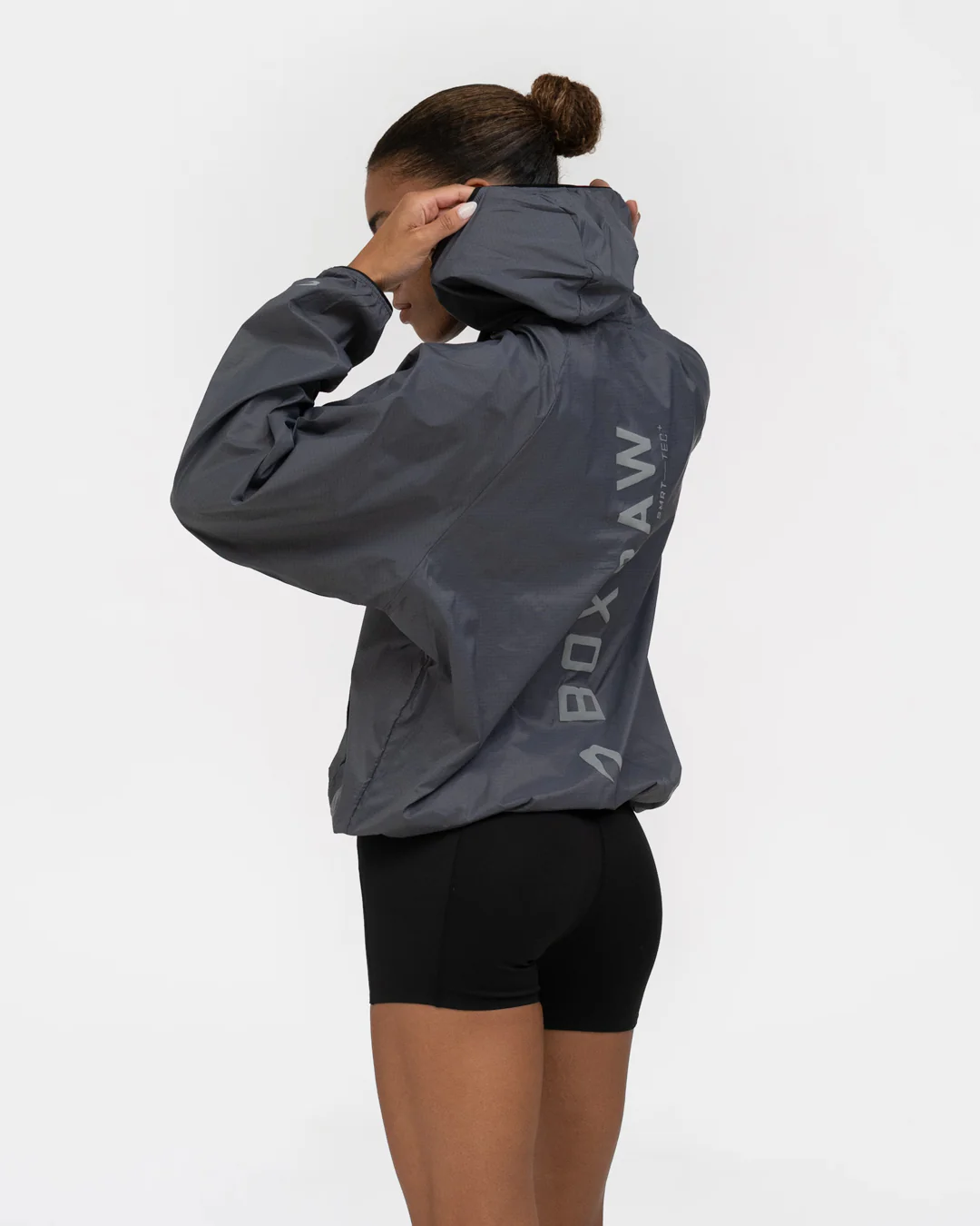 Genaro Oversized Windbreaker Hoodie - Charcoal - Image 3