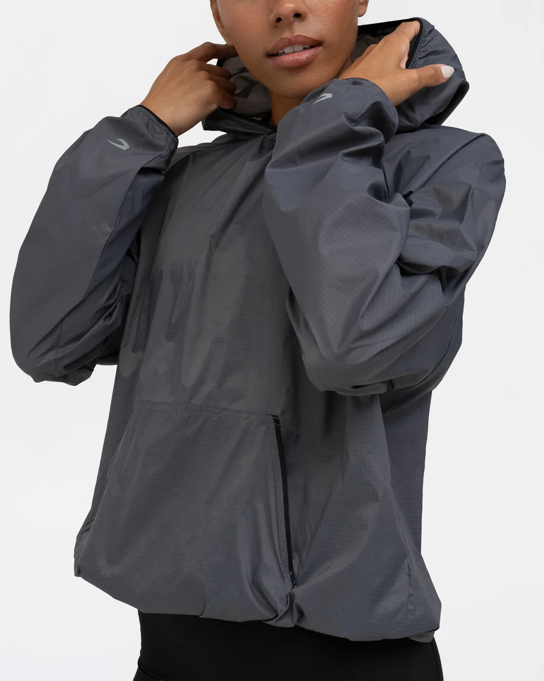 Genaro Oversized Windbreaker Hoodie - Charcoal - Image 4