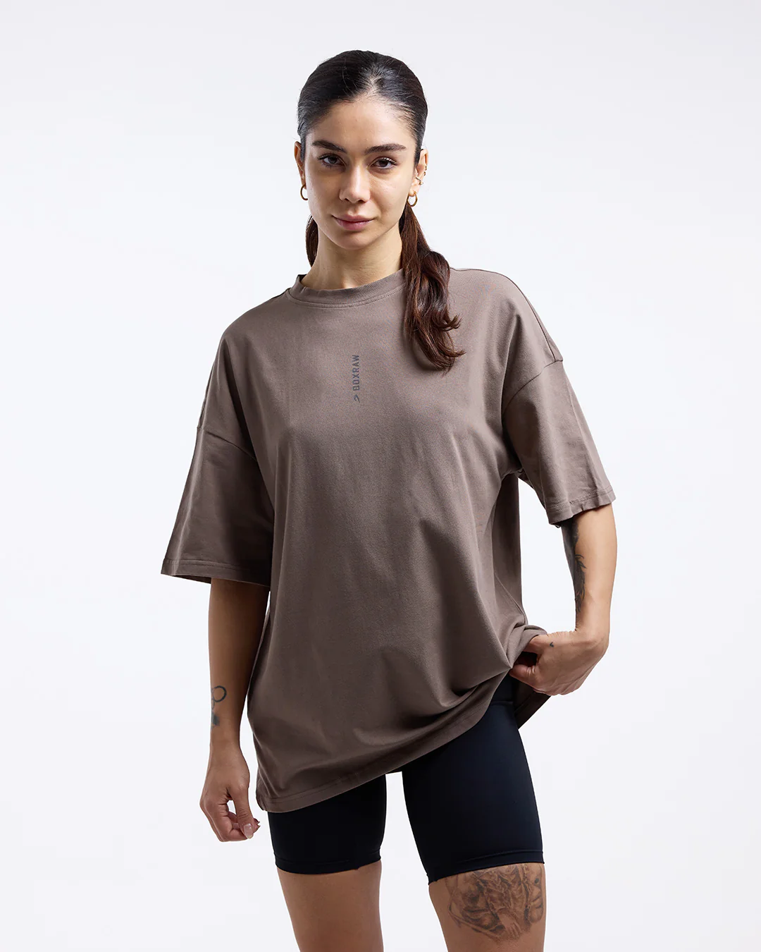 Lineal Oversized T-Shirt - Mocha - Image 3