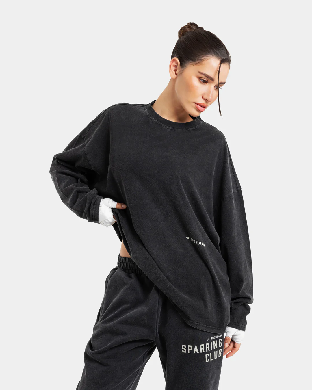 Sparring Club Long Sleeve T-Shirt - Washed Black - Image 8