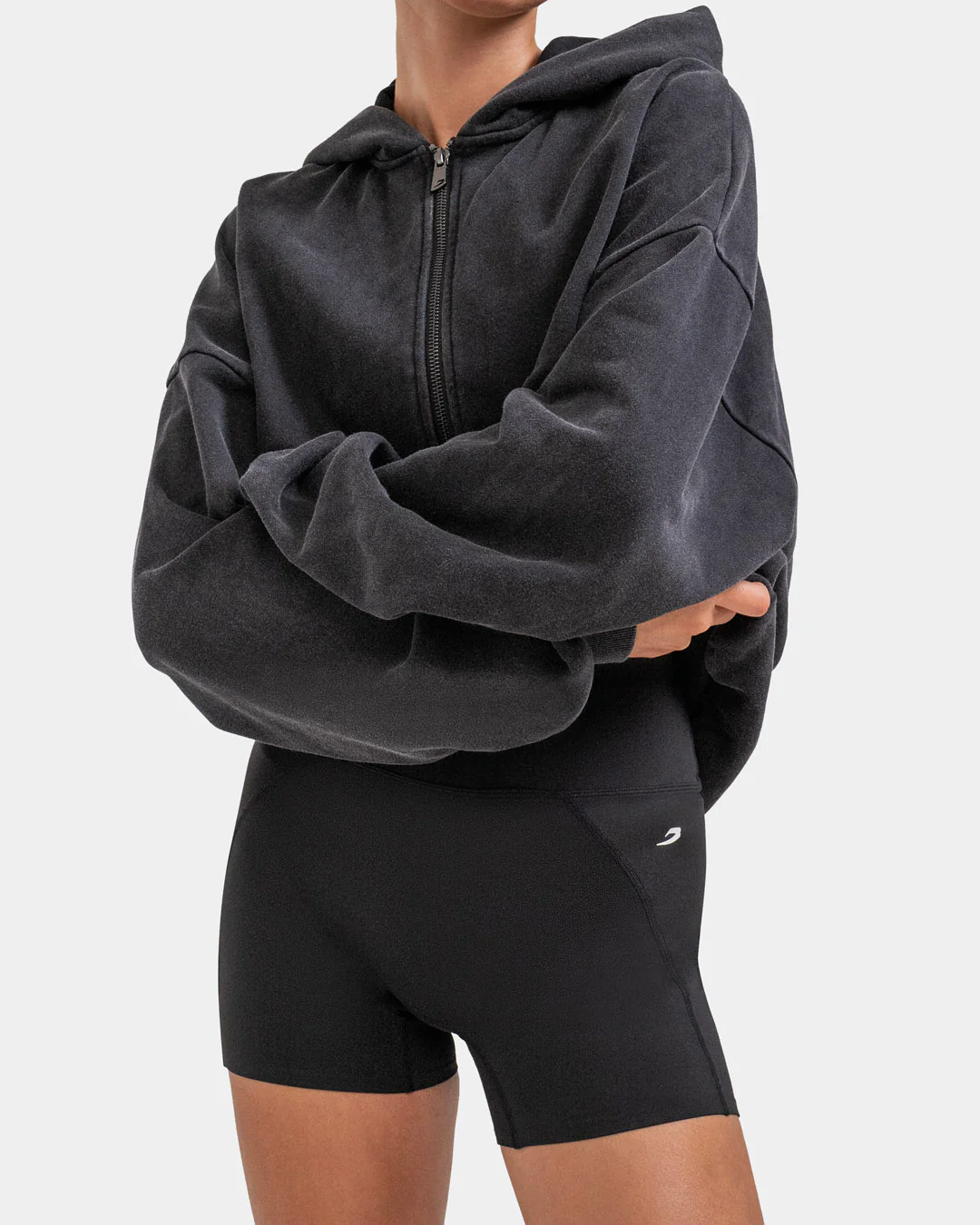 Sparring Club Oversized Zip Up Hoodie - Washed Black - Image 9