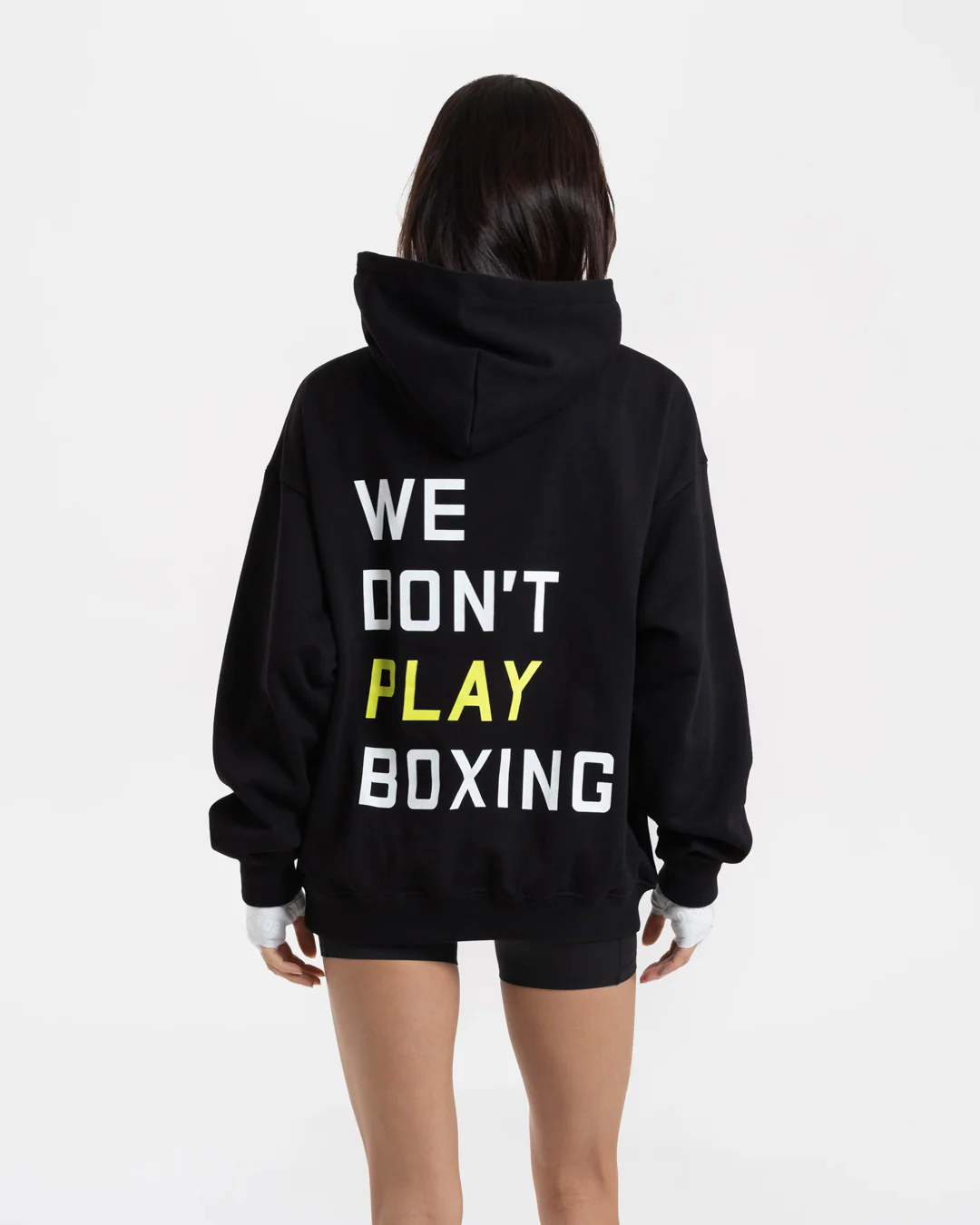 We Don't Play Boxing Oversized Hoodie - Black/Yellow - Image 4