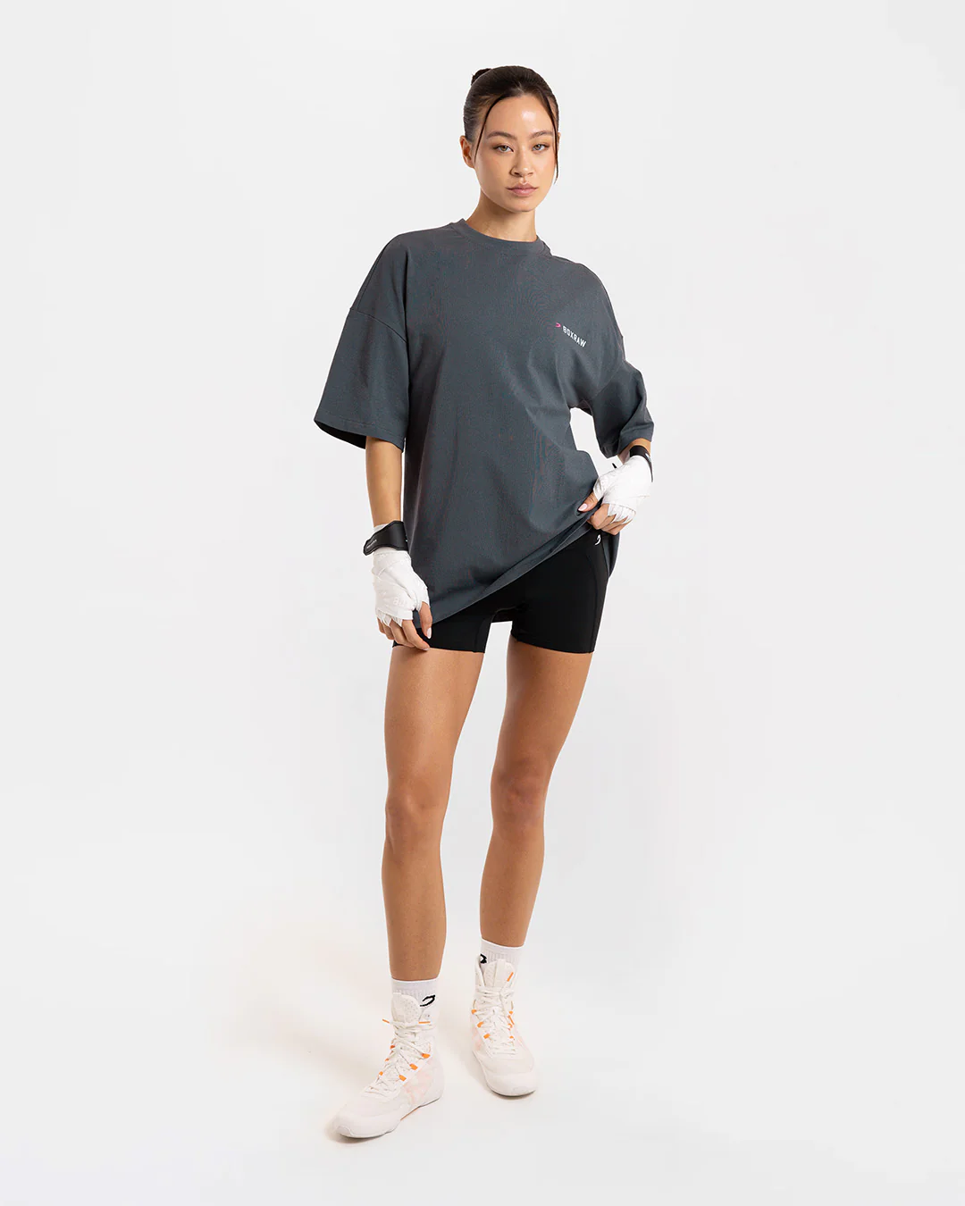 We Don't Play Boxing Oversized T-Shirt - Grey/Pink - Image 2