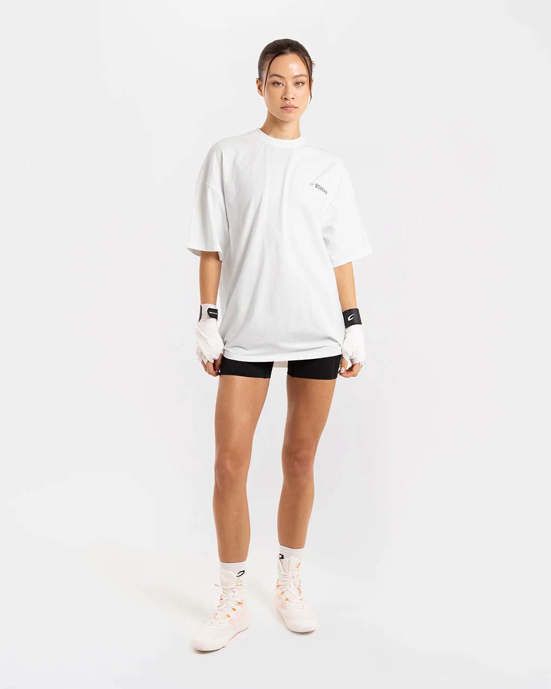 We Don't Play Boxing Oversized T-Shirt - White/Pink - Image 2